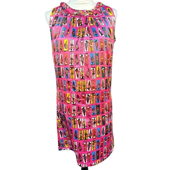 TRACY NEGOSHIAN Pink‎ Sunbathers Braided Neckline Shift Dress - Small - Picture 3 of 14